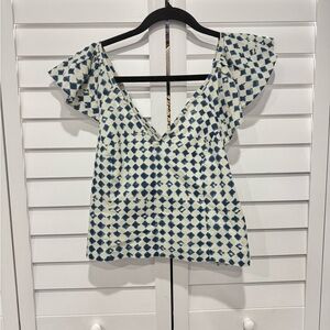 Madewell Shibori-Print V-Back Top - 12- 100% Cotton